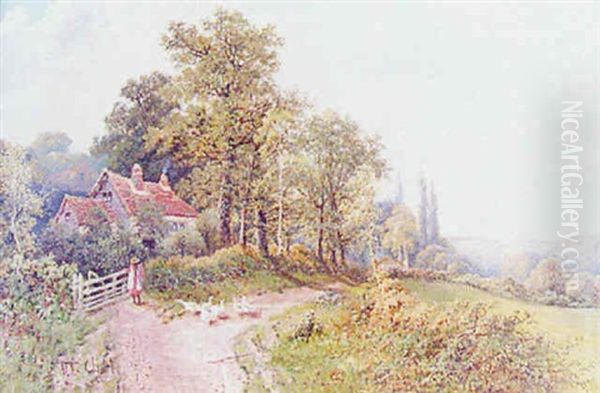 Extensive Country Landscape Oil Painting by Octavius Thomas Clark