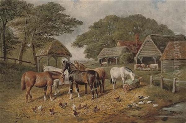 A Sunny Day In The Farmyard Oil Painting by Samuel Joseph Clark