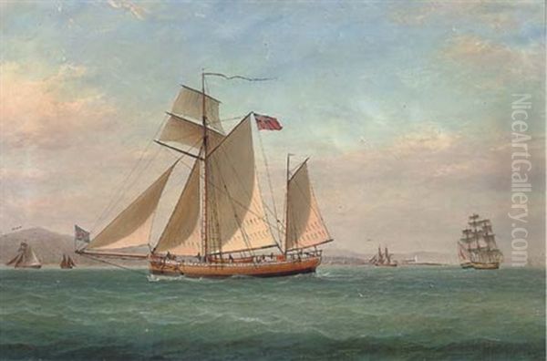 A Topsail Ketch On The Clyde Sailing Past The Cloch Lighthouse Oil Painting by William Clark