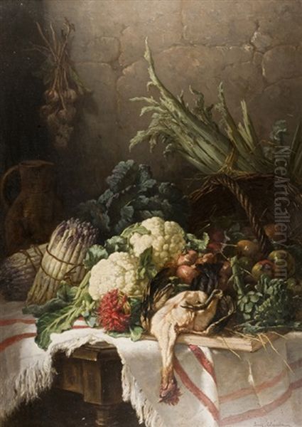 Still Life With Vegetables And Chicken Oil Painting by Eugene Claude