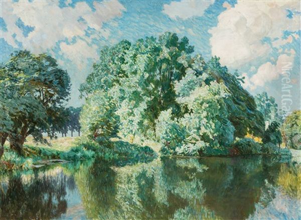 Borders Of The River Lys In Summer Oil Painting by Emile Claus