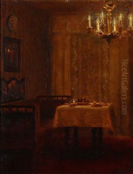 Interior Oil Painting by Christian Valdemar Clausen