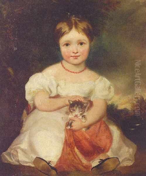 Portrait Of Priscilla Frances Grabham, Nee Ingle Oil Painting by Marshall Claxton
