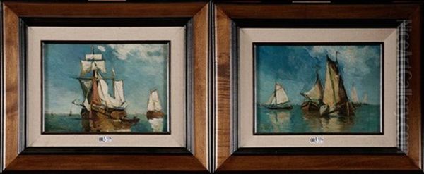 Marines (pair) Oil Painting by Paul Jean Clays
