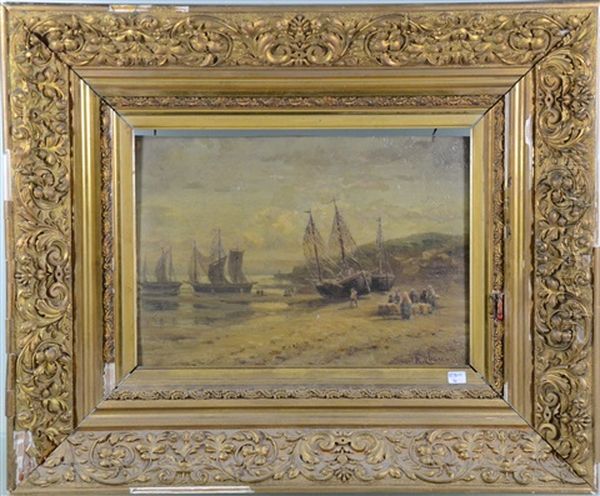 Vue De Port Oil Painting by Henry Cleenewerck