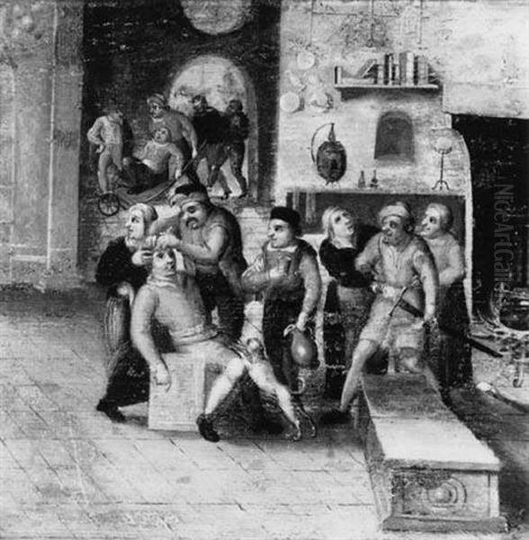 Scene De Taverne Oil Painting by Marten van Cleve the Younger