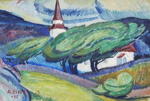 Boljande Landskap Oil Painting by Agnes Cleve
