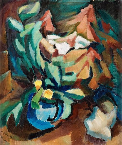Blomsterstilleben Oil Painting by Agnes Cleve