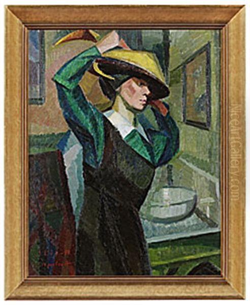Sjalvportratt Oil Painting by Agnes Cleve