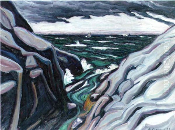 Rocky Shore Oil Painting by Agnes Cleve