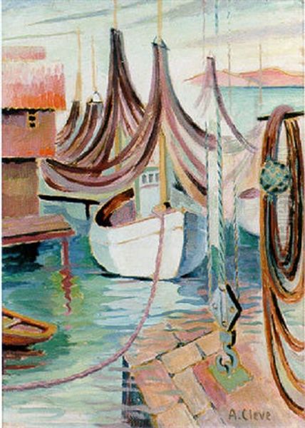 Fiskebatar I Vastkusthamn Oil Painting by Agnes Cleve