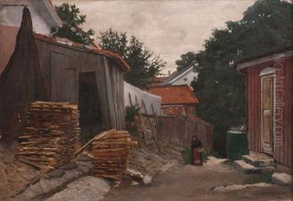 Smabyinterior Med Kvinne Oil Painting by Wilhelm Andreas