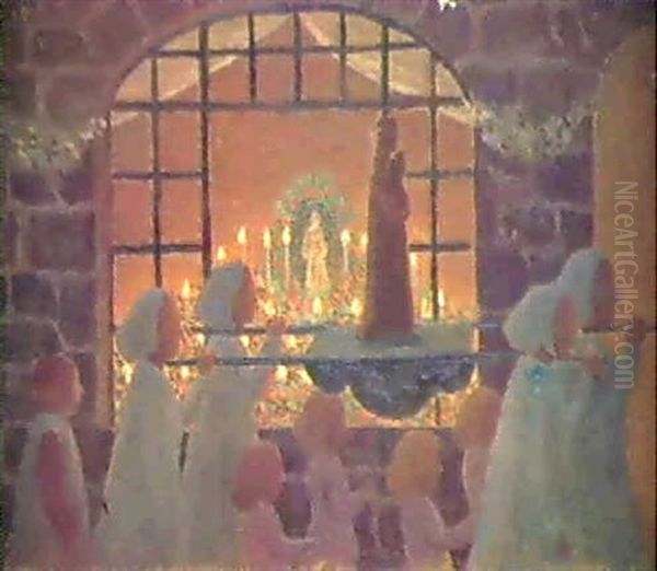 L'oratoire Oil Painting by Albert Clouard