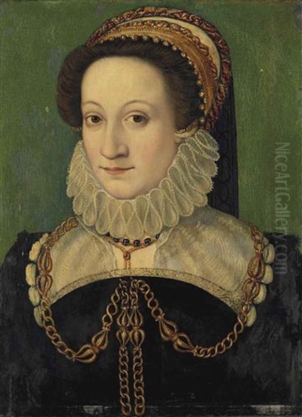 Portrait Presume De Catherine De Medicis (1519-1589), Reine De France Oil Painting by Francois Clouet
