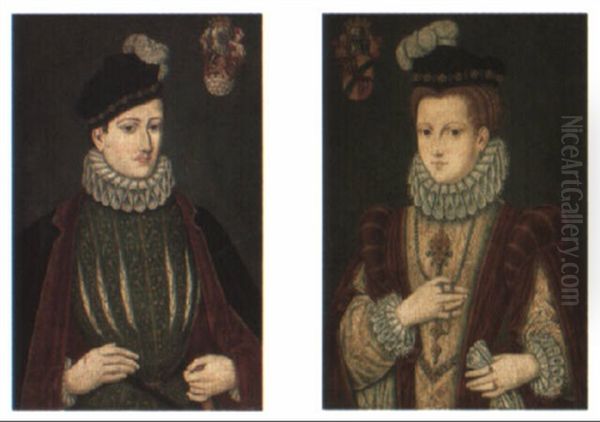 Portraits Of A Lady And A Gentleman Oil Painting by Francois Clouet