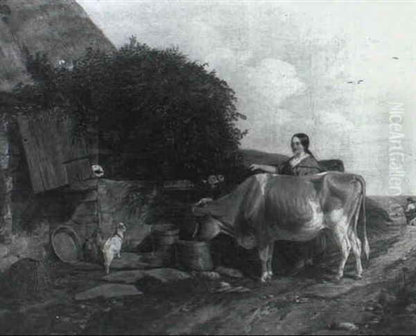 The Dairy Maid Oil Painting by Edward John Cobbett