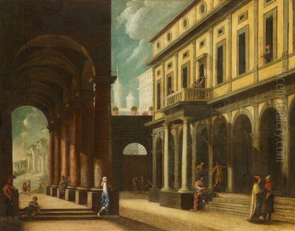 Archictectural Perspective Oil Painting by Viviano Codazzi