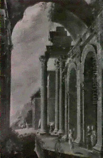 Prospettiva Architettonica Con Figure Oil Painting by Viviano Codazzi