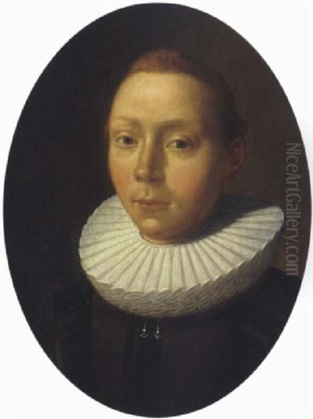 Portrait Of A Gentleman In A Brown And Black Doublet And A White Ruff Oil Painting by Pieter Jacobs Codde
