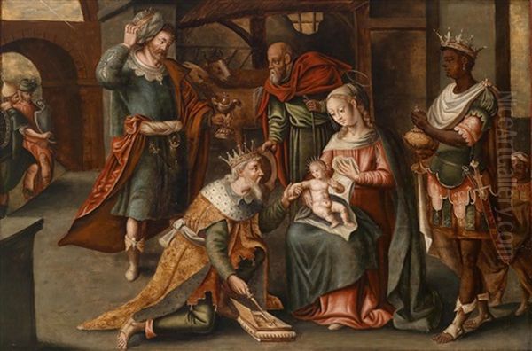 Die Anbetung Der Konige Oil Painting by Pieter Ii Coecke Van Aelst