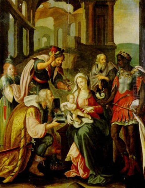 Die Anbetung Der Konige Oil Painting by Pieter Coecke van Aelst the Elder