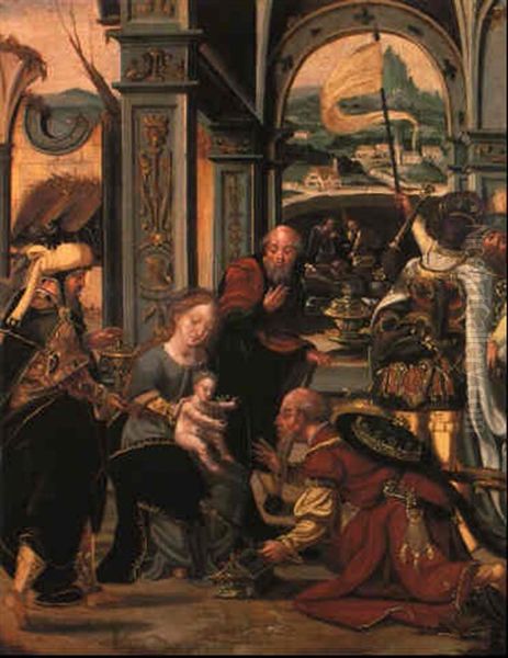 Die Anbetung Der Konige Oil Painting by Pieter Coecke van Aelst the Elder