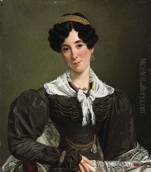 Portrait Of Victoire Du Bois, Wife Of Felix Eloy Oil Painting by Jean Henri de Coene