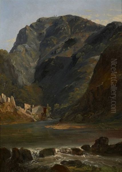 Vue D'un Lac Dans Un Paysage De Montagnes Oil Painting by Jules Coignet