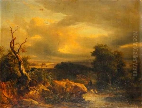 Paysage De Tempete Oil Painting by Jules Coignet