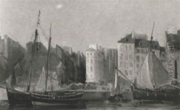 Le Havre Oil Painting by Jules Louis Phillipe Coignet