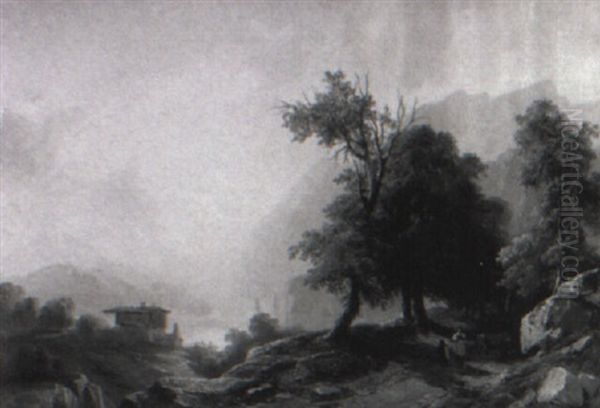 Dans Les Montagnes En Italie Oil Painting by Jules Louis Phillipe Coignet