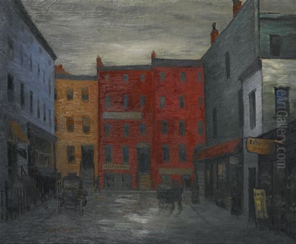 Red Brick Fronts Oil Painting by Glenn O. Coleman