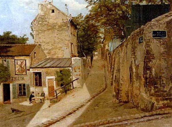 Paris - Rue Des Saules Oil Painting by Gustave Colin