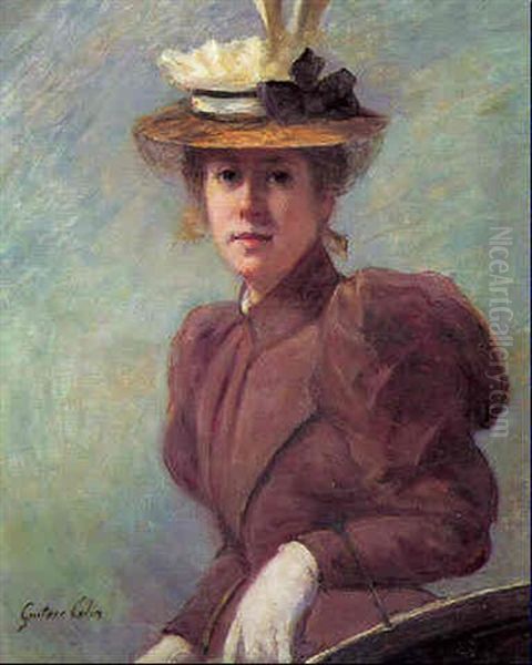 Ung Pige Med Hat Oil Painting by Gustave Colin