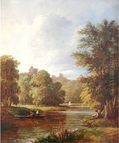 On The Thames: View Of Windsor Castle; View Of Hampton Court (2 Works) Oil Painting by Samuel David Colkett
