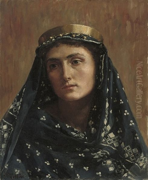 Portrait Of A Lady In Eastern Dress Oil Painting by Collier, John