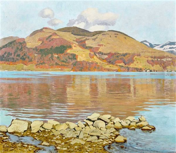 Spatherbst - Spiez Am Thunersee Oil Painting by Plinio Colombi