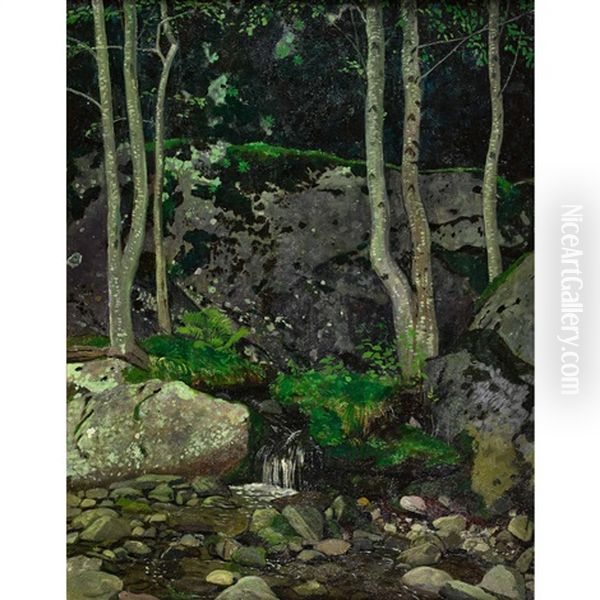 Waldbach Oil Painting by Plinio Colombi