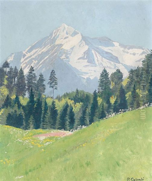 Sommerliche Alppartie Mit Der Jungfrau Oil Painting by Plinio Colombi