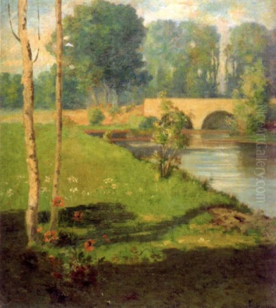 Spring Landscape Oil Painting by Alexis Comparet