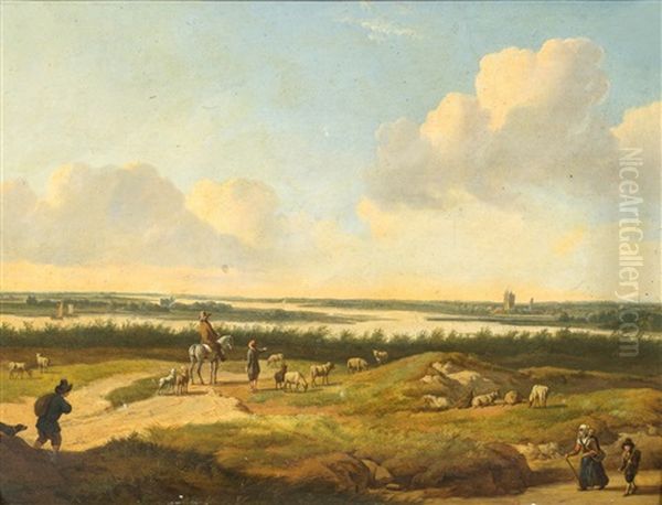 Landschaft Mit Flussmundung Oil Painting by Jan ten Compe