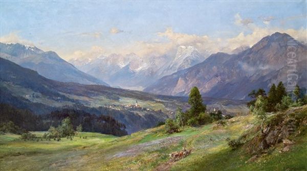 Oberes Inntal Von Nahe Igls Oil Painting by Edward Theodore Compton