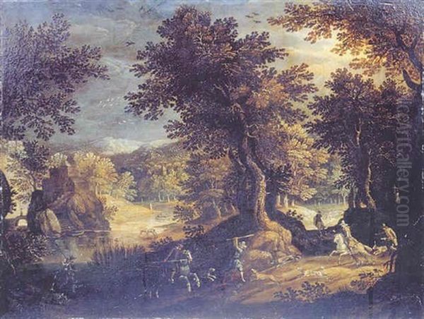 Paysage Avec Scene De Chasse Oil Painting by Gillis Van Coninxloo III
