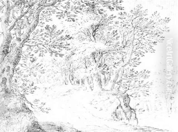 The Margin Of A Forest Oil Painting by Gillis van Coninxloo