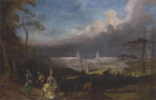 Elegant Figures In A Parkland, Greenwich Beyond Oil Painting by Alfred Charles Conrade