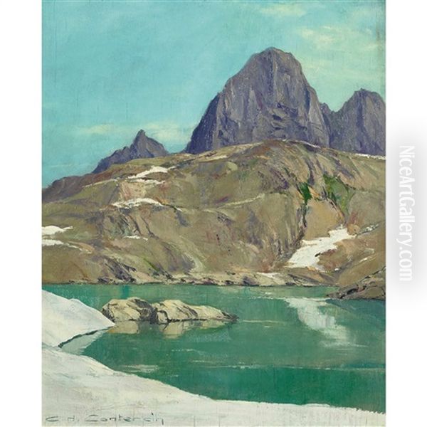 Lac Noir Et Le Pouce Oil Painting by Charles Henry Contencin