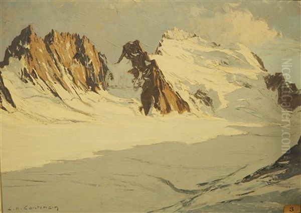 Soir Sur Les Ecrins Oil Painting by Charles Henry Contencin