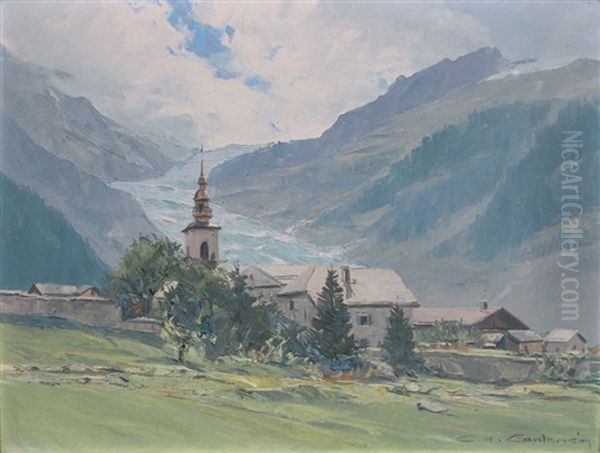 Argentiere Oil Painting by Charles Henry Contencin