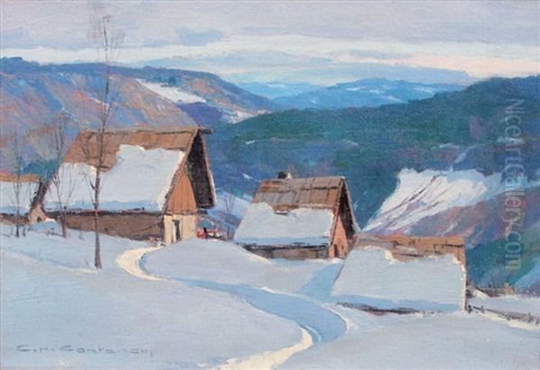 Neige En Maurienne Oil Painting by Charles Henry Contencin