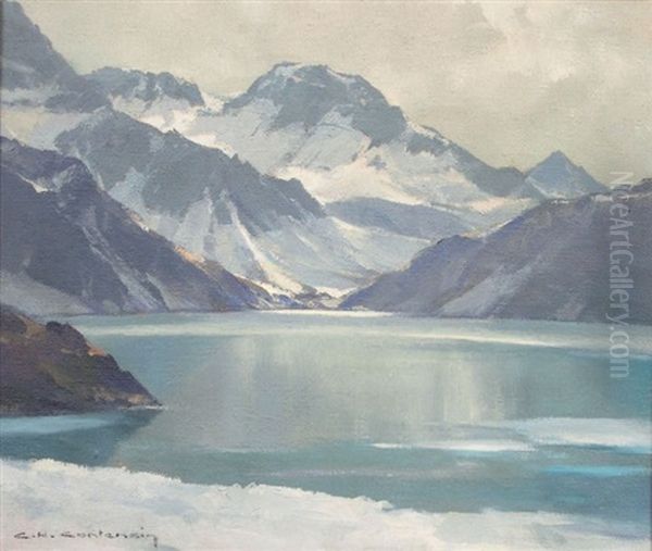 Lac De L'eychauda Oil Painting by Charles Henry Contencin